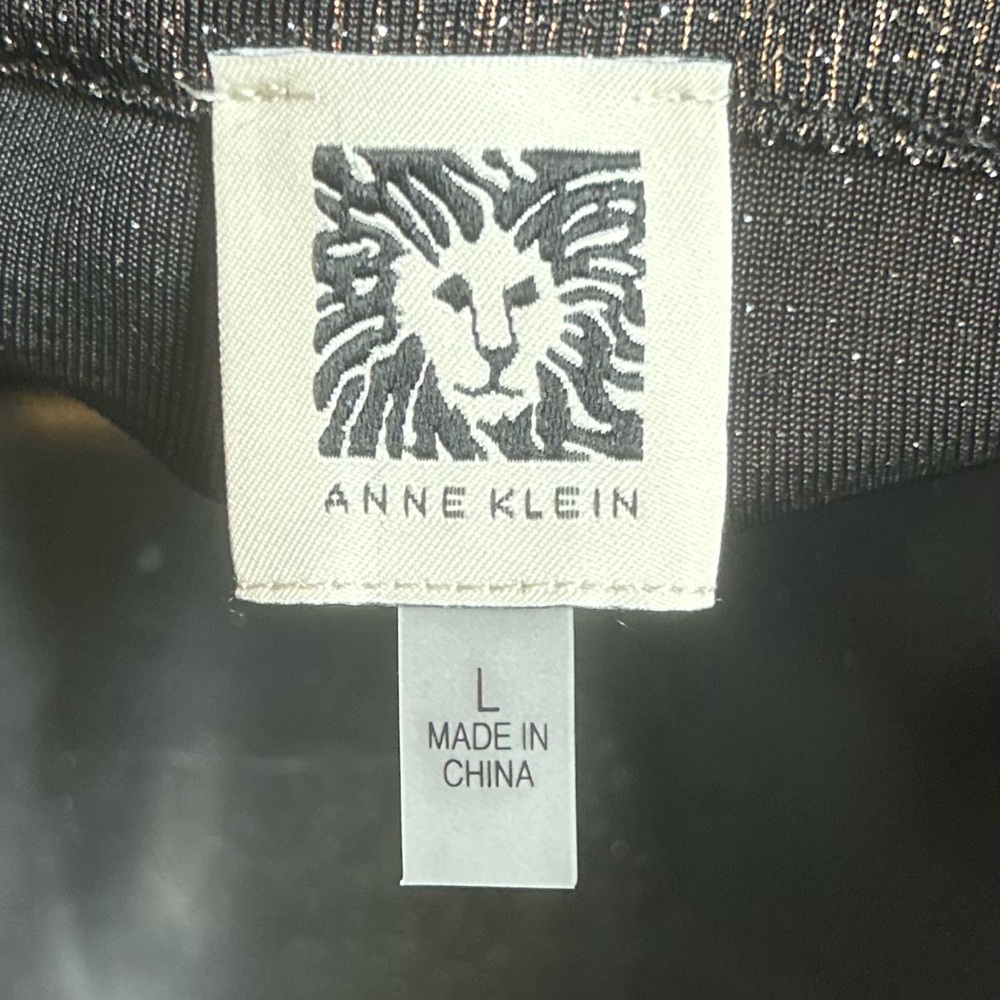 Anne Klein Stretchy Black and Gold Sparkle Shimmer Blouse Top Size L - Picture 5 of 6
